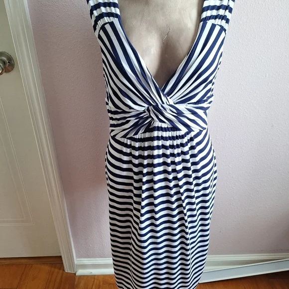 SPENSE Tank Dress Stretchy Casual Blue & White Stripes-Large - Picture 8 of 10